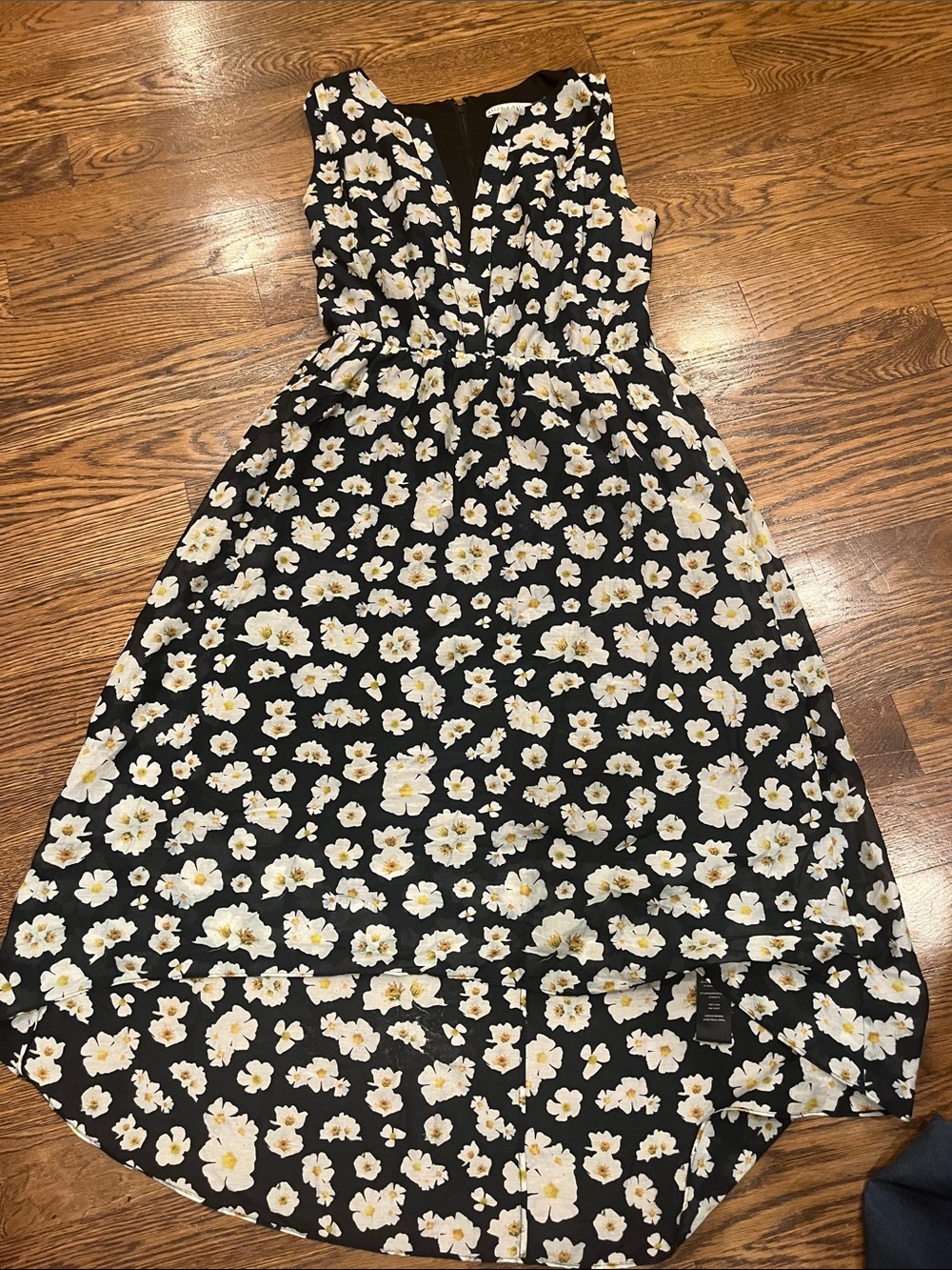 Alice + Olivia Black Maxi Dress with White and Yellow Floral Print 12